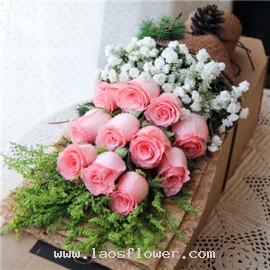 11 Pink Roses Bouquet